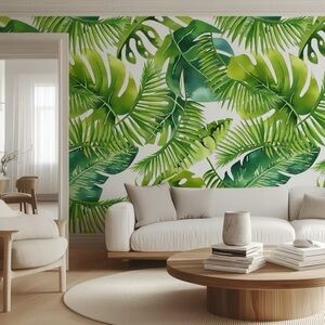 NEW HappyWall Tropical Green Jungle Wallpaper Mural